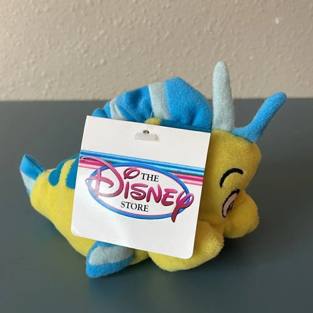DISNEY Vintage 90s Flounder Little Mermaid Bean Bag Plush *NEW*